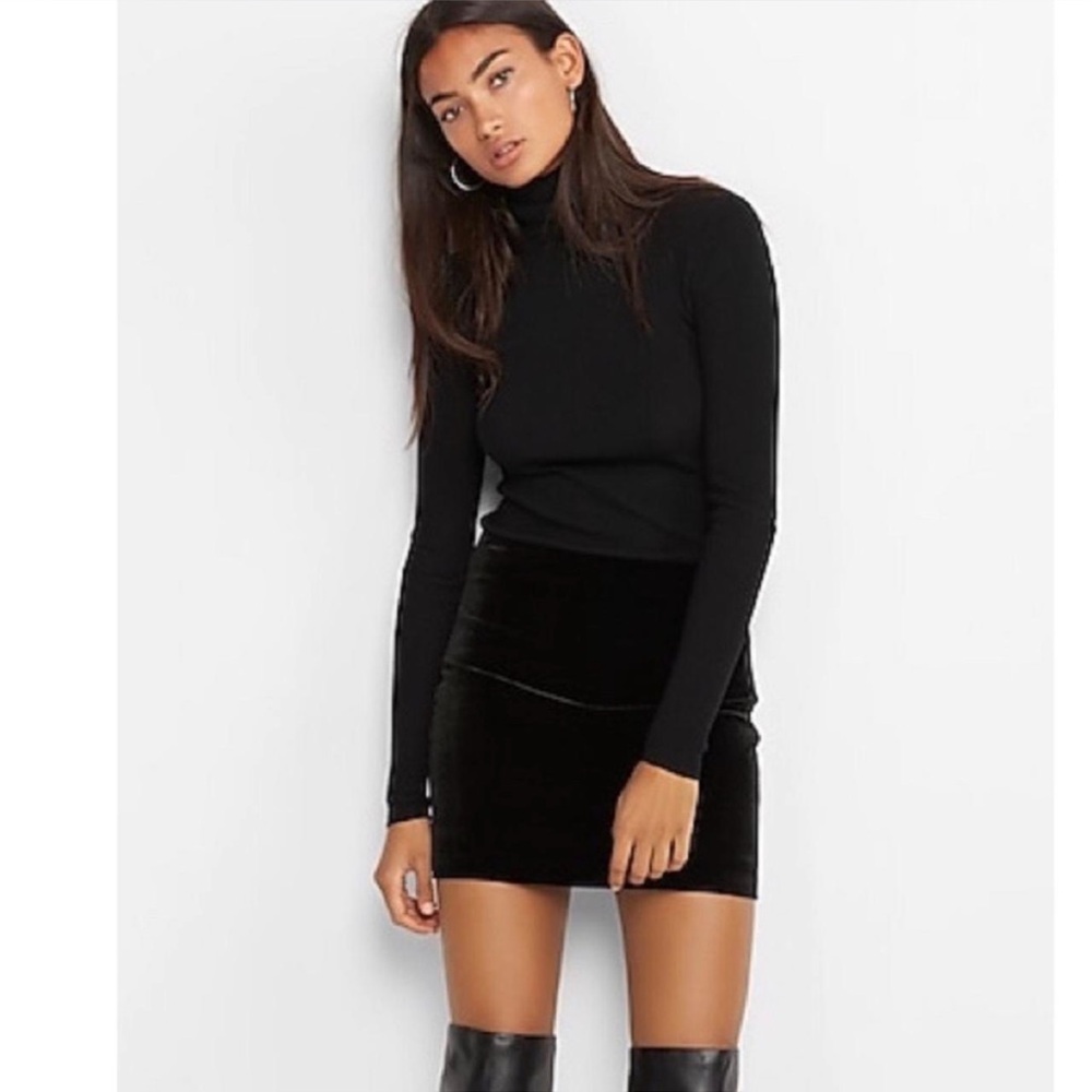 Express Black Velvet style mini Skirt